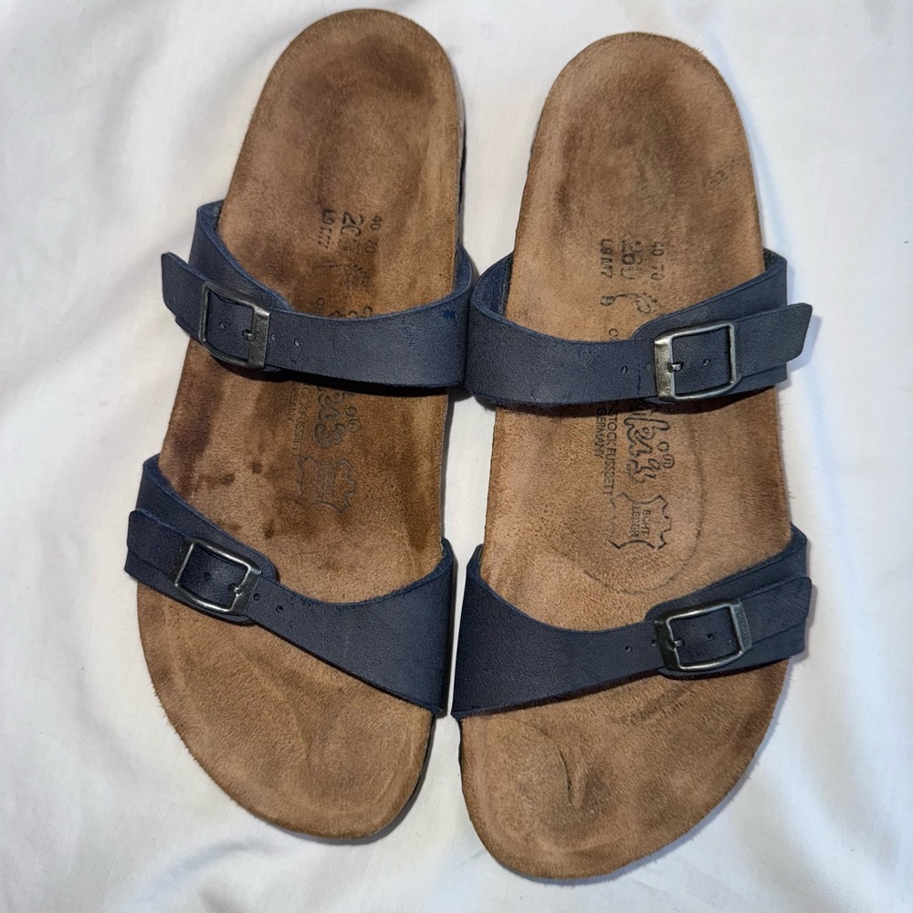 Birkenstock Navy Blue Two-Strap Slide Sandals - Picture 3 of 10